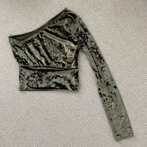 Green Velvet One-Shoulder Top from Urban Outfitters (in XS)